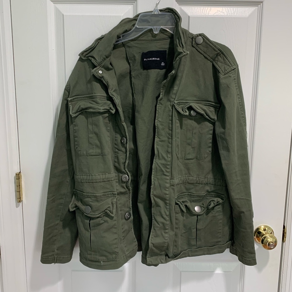 Olivaceous Lace Up Military Army Jacket
